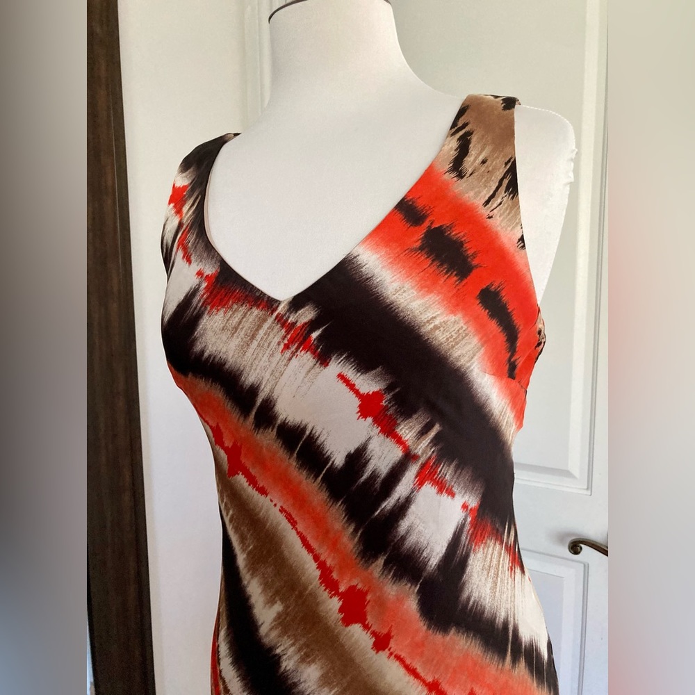 Liz Claiborne Brown & Multi Color V-neck Sleeveless Maxi Dress - Picture 7 of 7